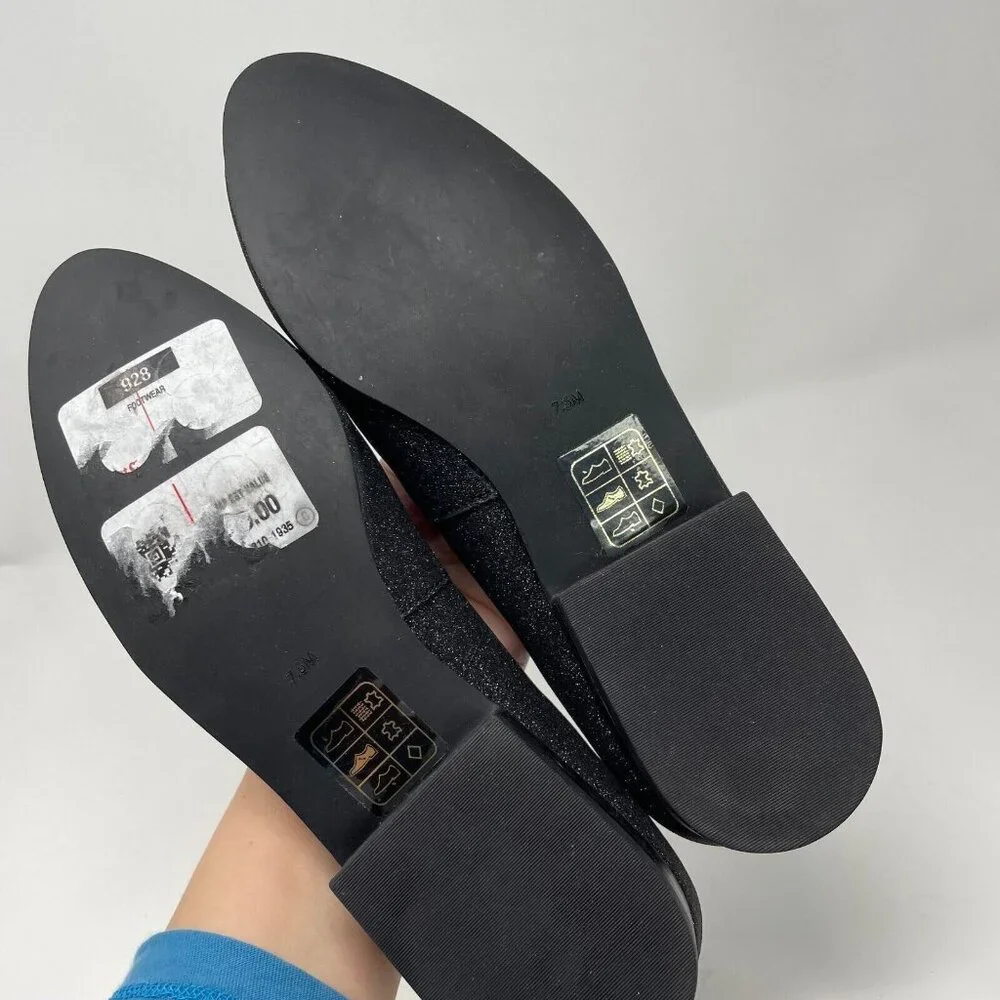 Jack Rogers Ginny Loafer Womens 7.5 Black Sparkle Glitter Slip On Flats - Picture 8 of 10